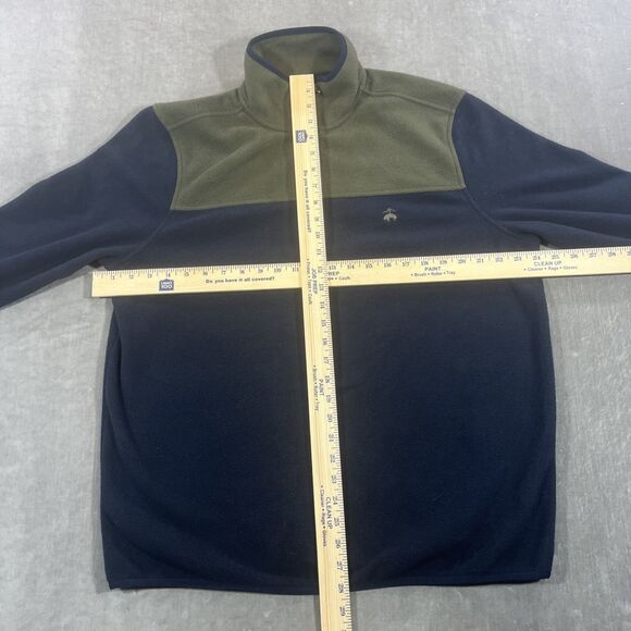 Brooks Brothers Mens Large Green Navy Quarter 1/4 Zip Pullover Fleece Shirt - Picture 4 of 6
